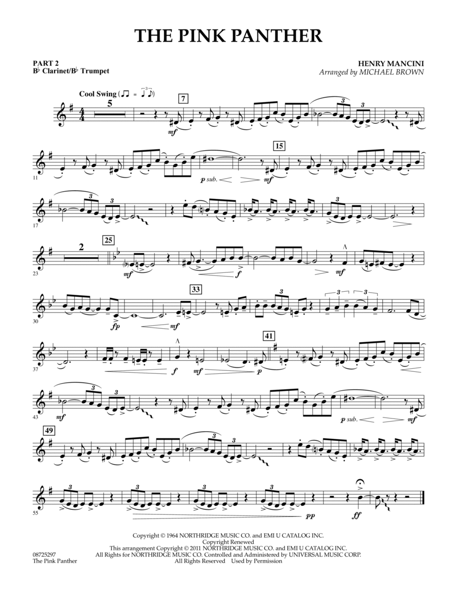 The Pink Panther - Pt.2 - Bb Clarinet/Bb Trumpet Concert Band scores gallery preview page 1