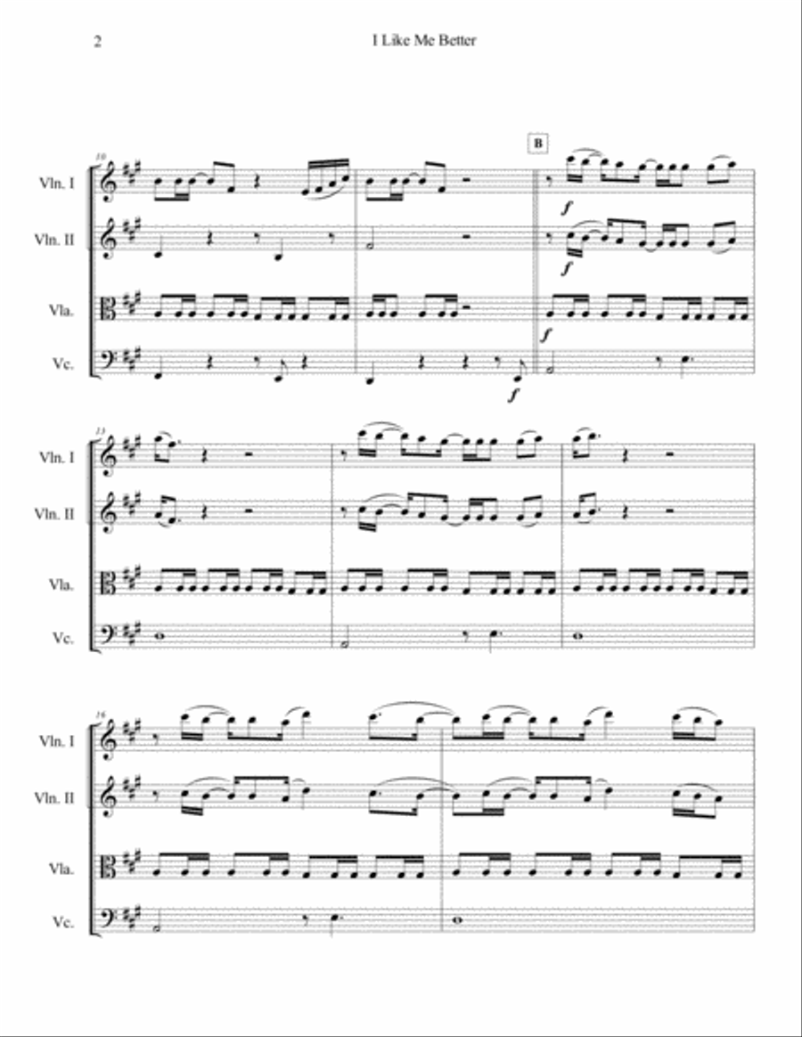 I Like Me Better String Quartet scores gallery preview page 3