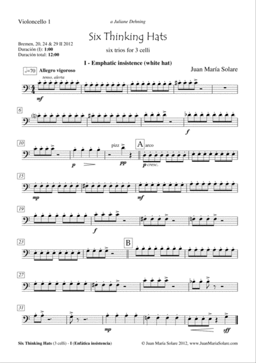 Six Thinking Hats [3 celli] String Trio scores gallery preview page 6