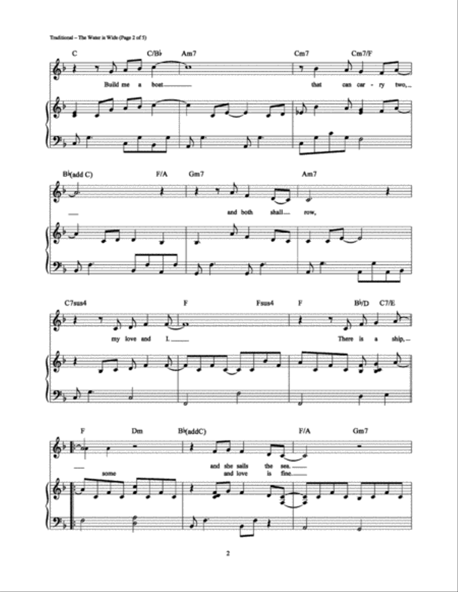 The Water is Wide Piano, Vocal, Guitar scores gallery preview page 2