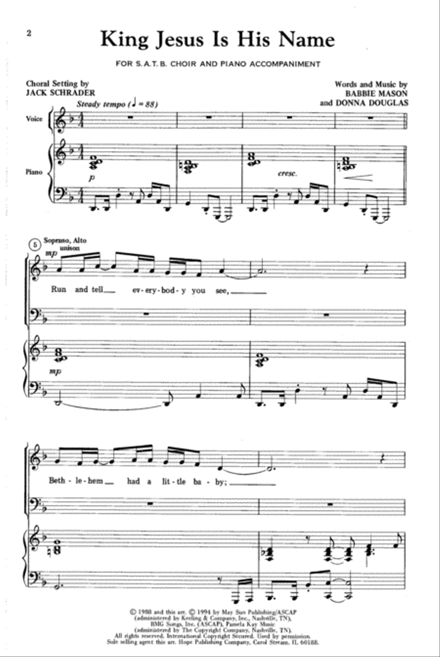 King Jesus Is His Name King Jesus Is His Name 4-Part scores gallery preview page 2