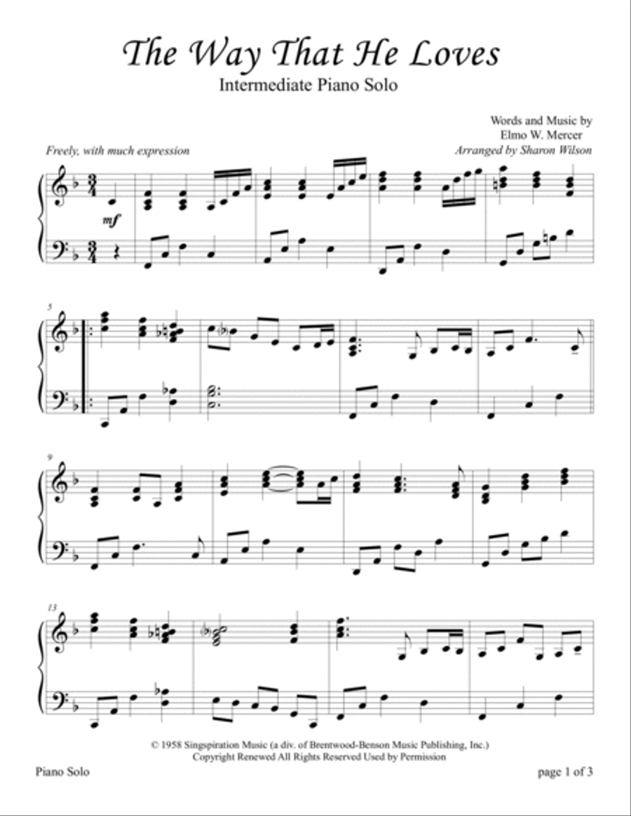 The Way That He Loves Piano Solo scores gallery preview page 2