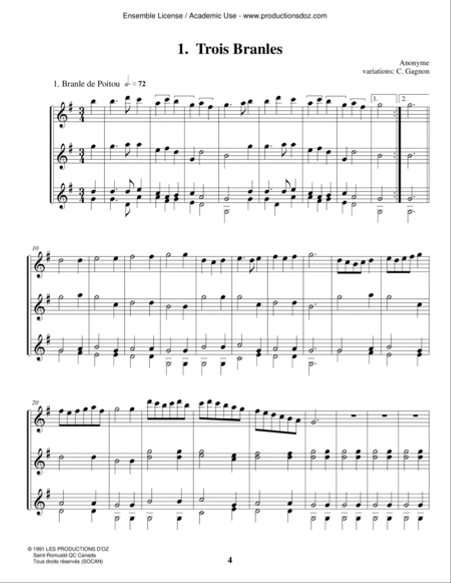 Musique pour trois guitares Guitar Ensemble scores gallery preview page 4