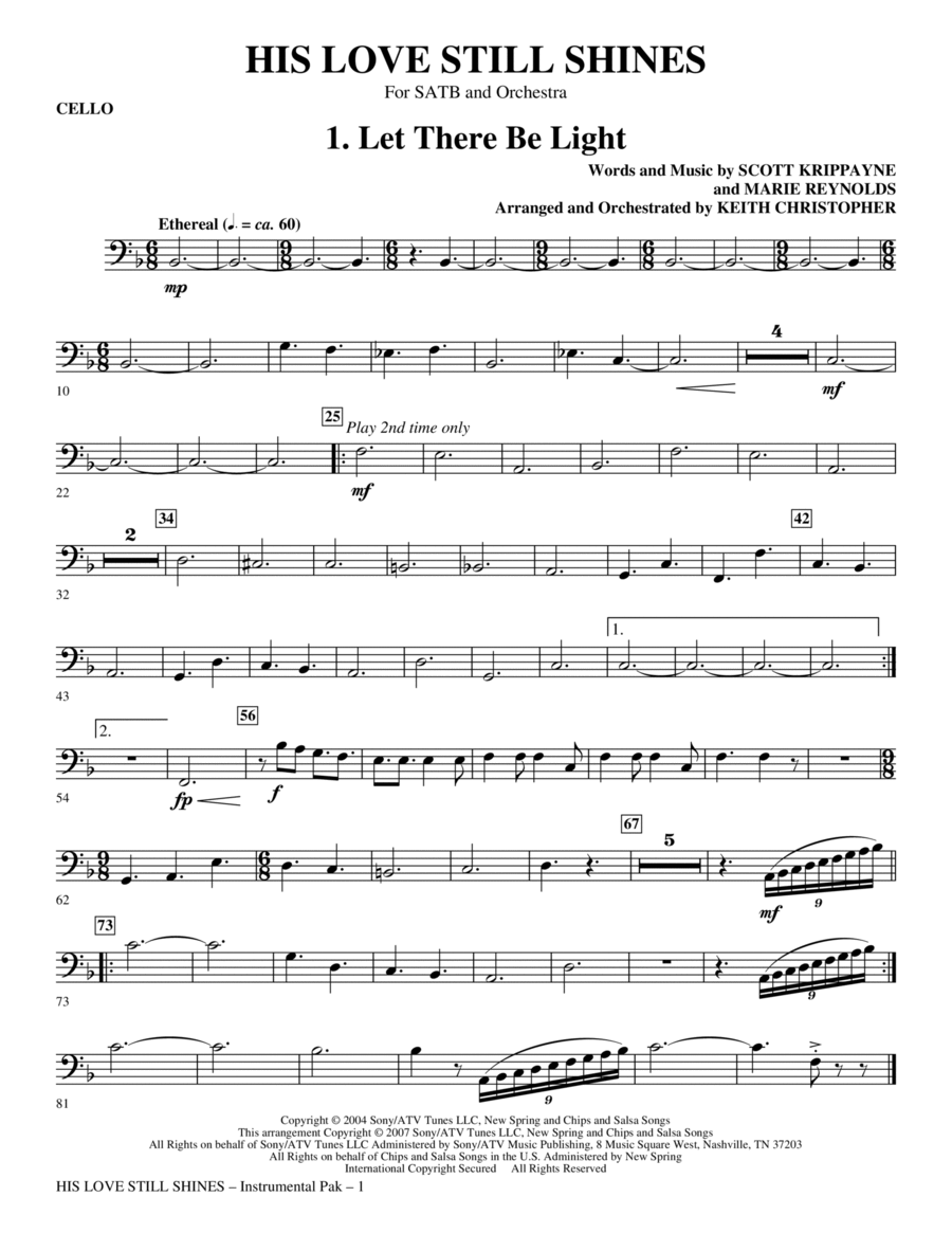 His Love Still Shines - Cello Choir scores gallery preview page 1