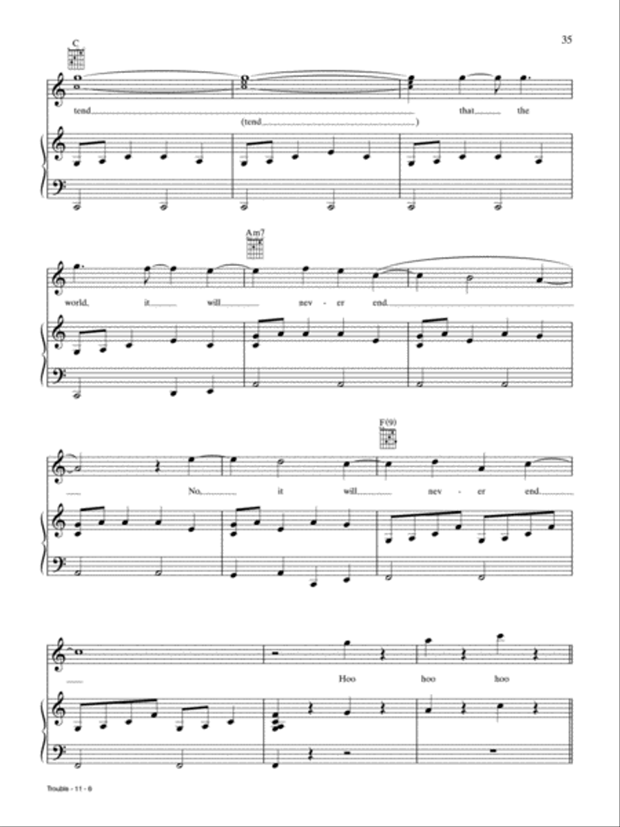 Trouble Piano, Vocal, Guitar scores gallery preview page 6