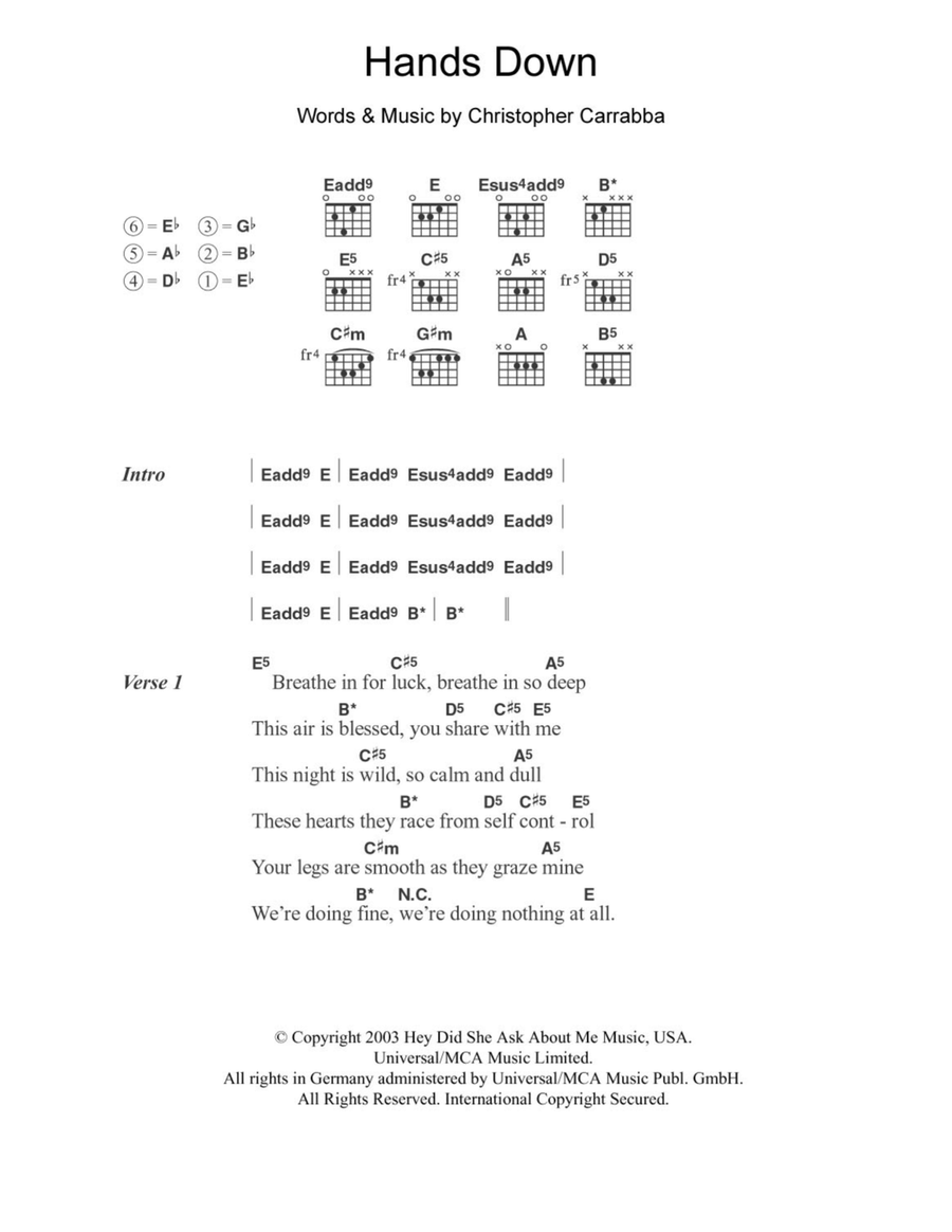 Hands Down Acoustic Guitar scores gallery preview page 1
