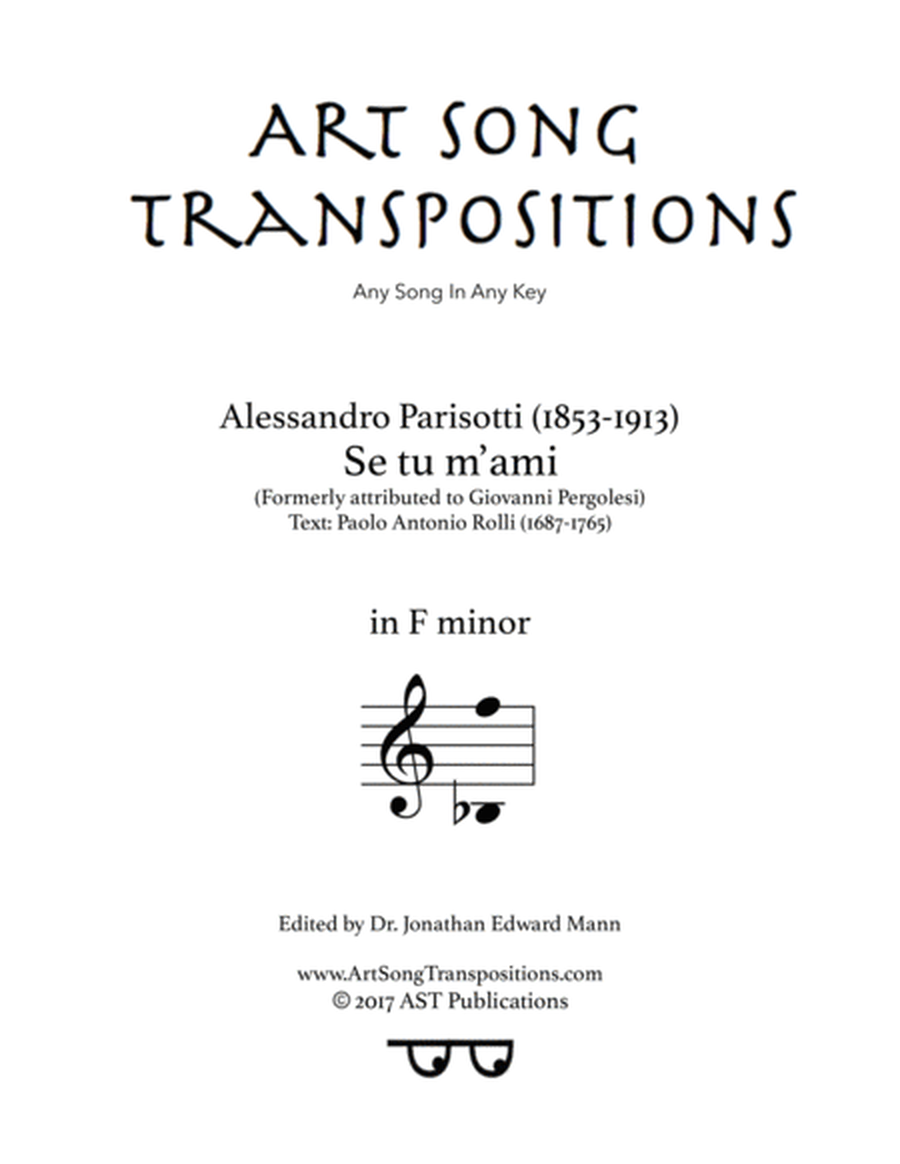PARISOTTI: Se tu m'ami (transposed to F minor)