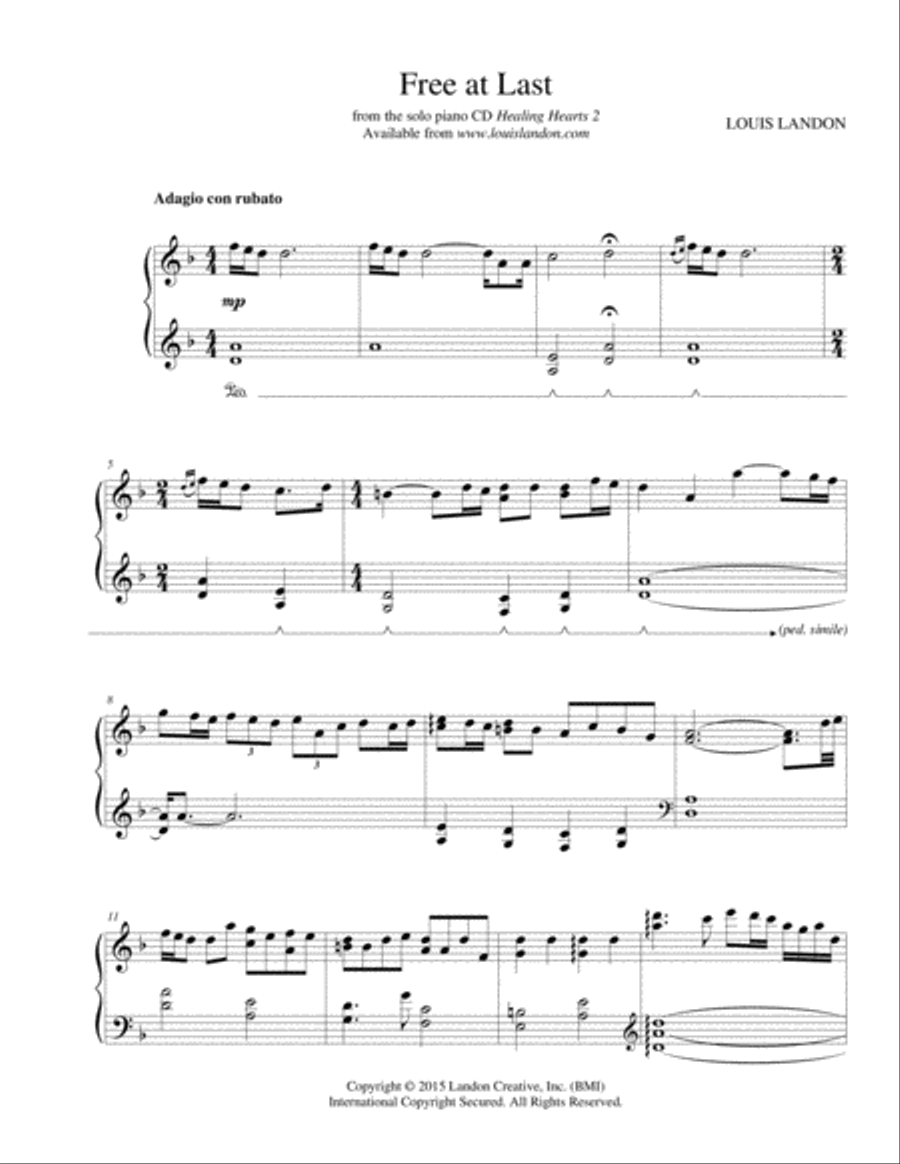 Free at Last Piano Solo scores gallery preview page 1