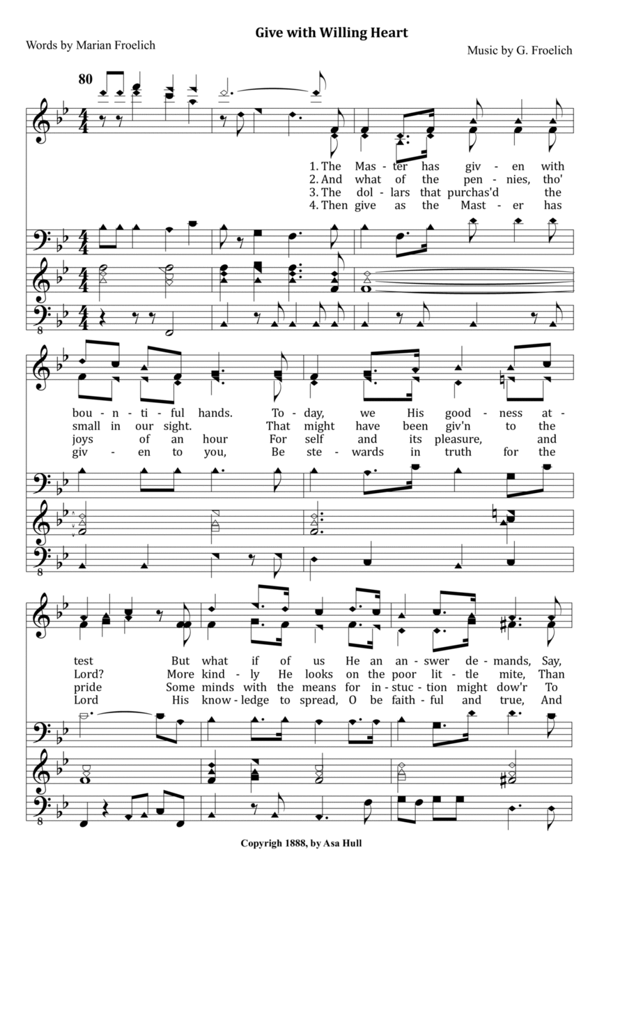 Give with Willing Heart Piano Solo scores gallery preview page 1