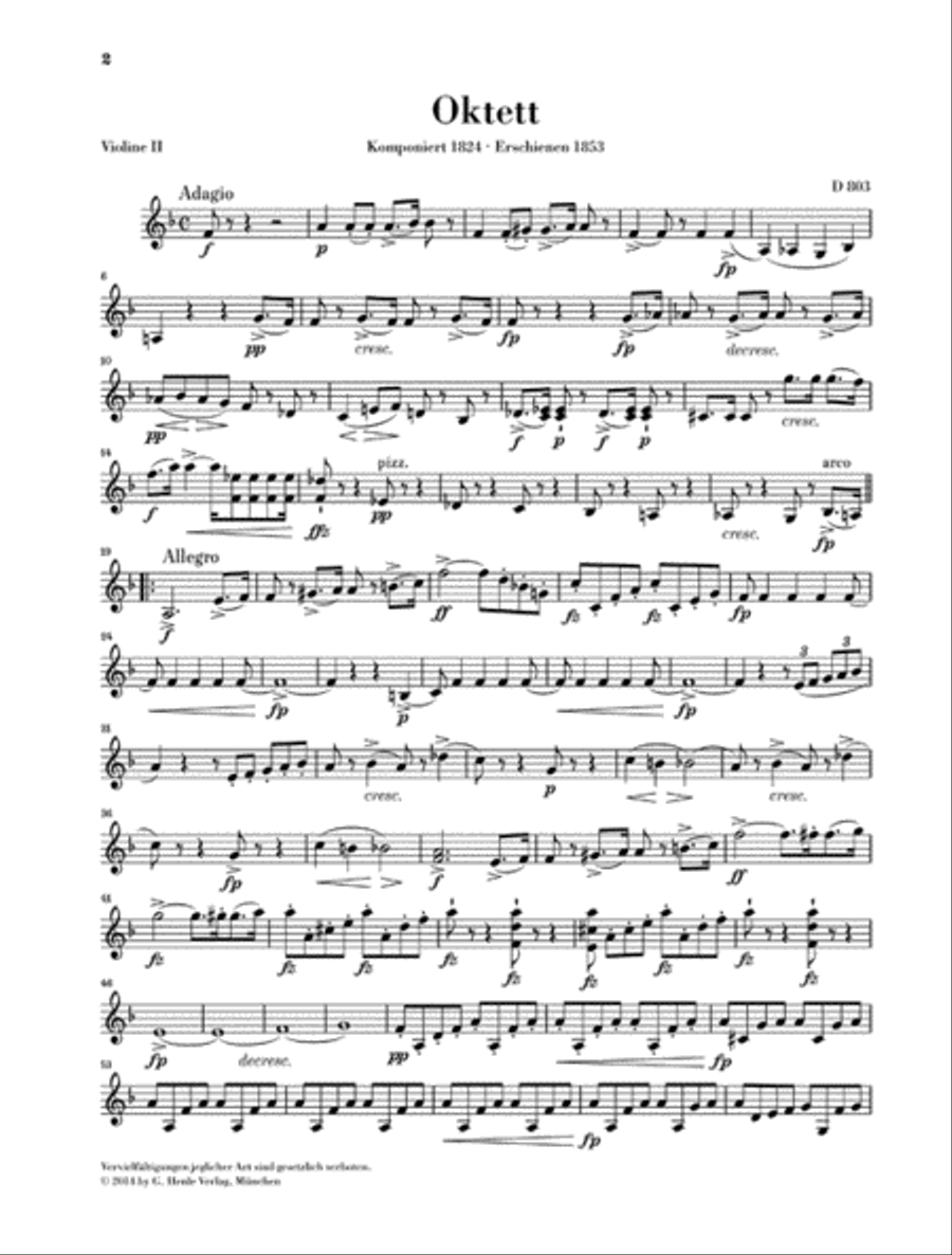 Octet in F Major D 803 Set of Parts scores gallery preview page 3