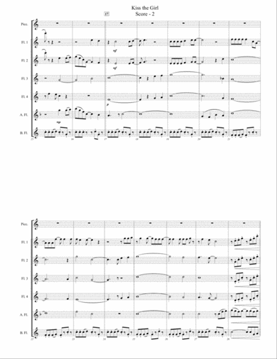 Kiss The Girl Flute Choir scores gallery preview page 2