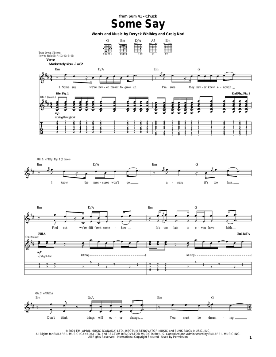 Some Say Acoustic Guitar scores gallery preview page 1