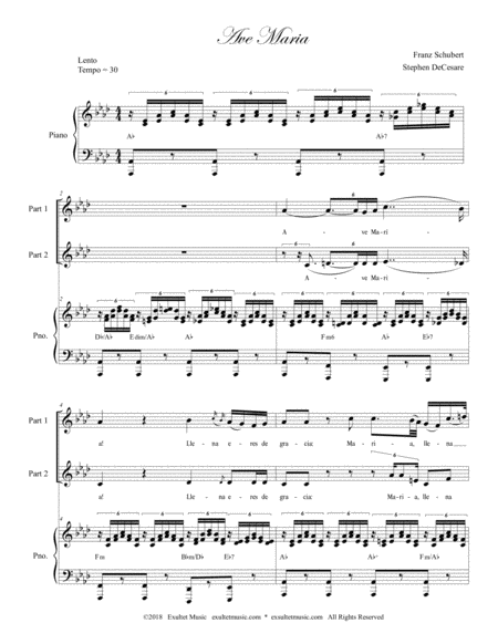 Ave Maria (Spanish Lyrics - for 2-part choir - Medium Key - Piano) image number null