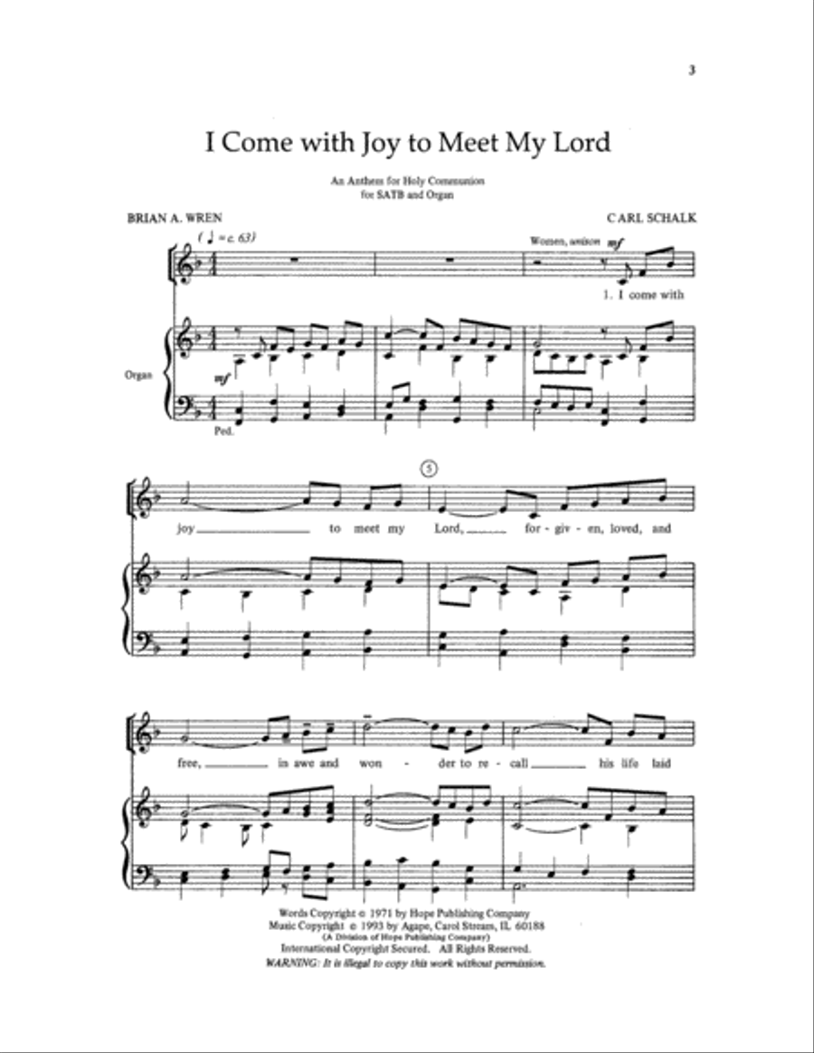 I Come with Joy to Meet My Lord 4-Part scores gallery preview page 3