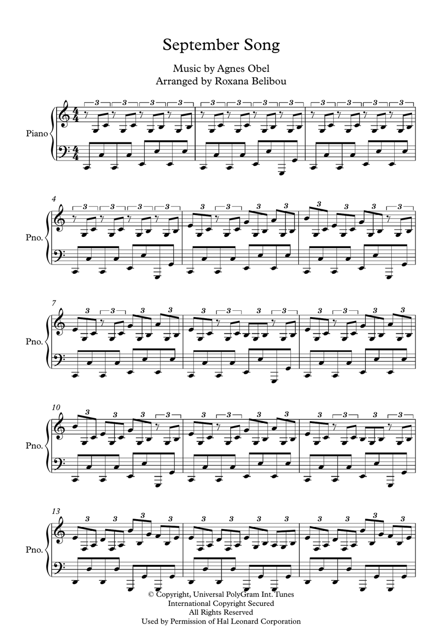 September Song Piano Solo scores gallery preview page 1