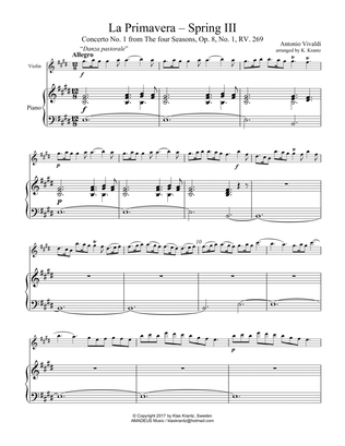 Allegro (iii) from La Primavera (Spring) RV. 269 for violin and piano