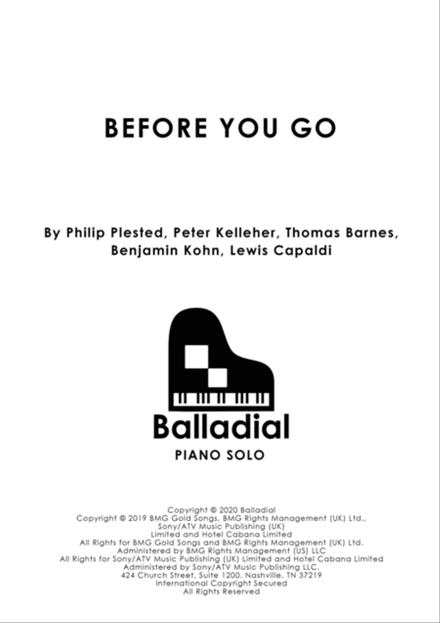 Before You Go Before You Go Piano Solo scores gallery preview page 1