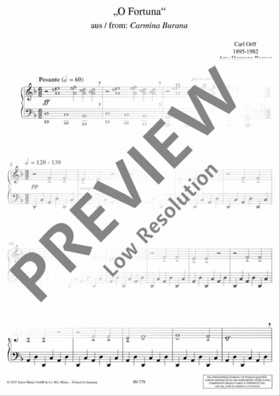 O Fortuna Piano Solo scores gallery preview page 4