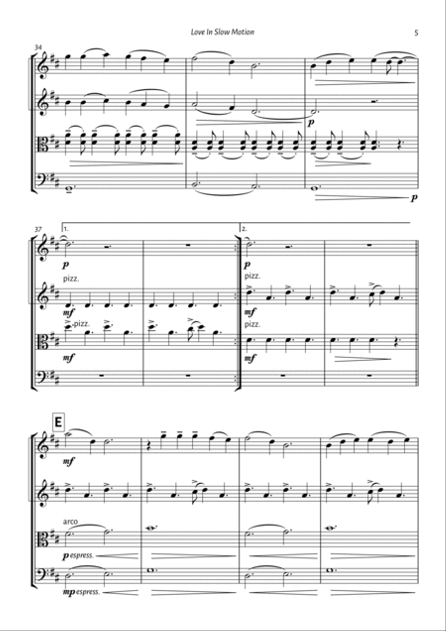 Love In Slow Motion String Quartet scores gallery preview page 5