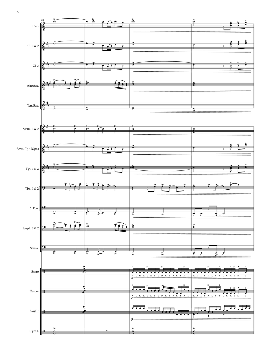 Up On The Green Hill From Sonic The Hedgehog Green Hill Zone Marching Band scores gallery preview page 6