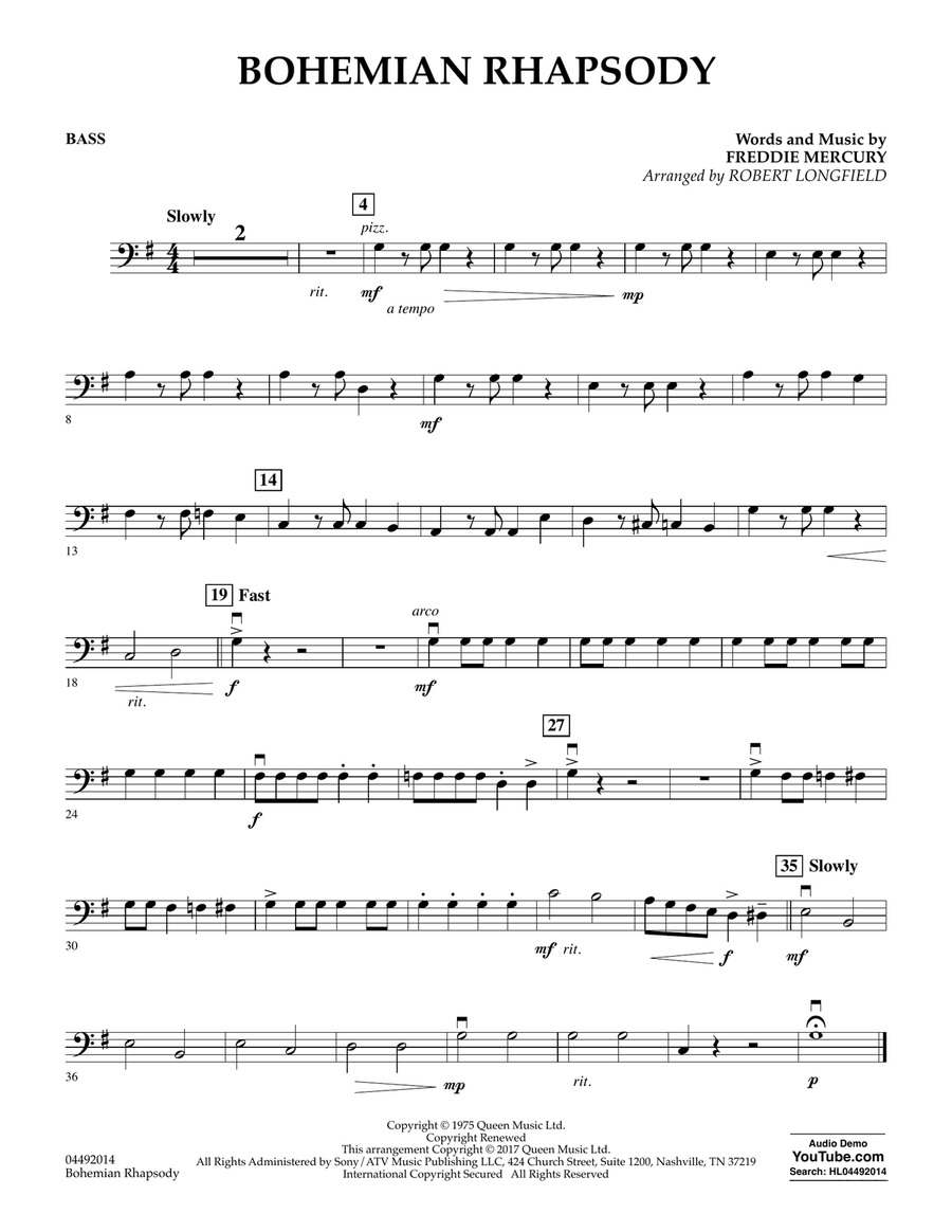 Bohemian Rhapsody - String Bass Orchestra scores gallery preview page 1