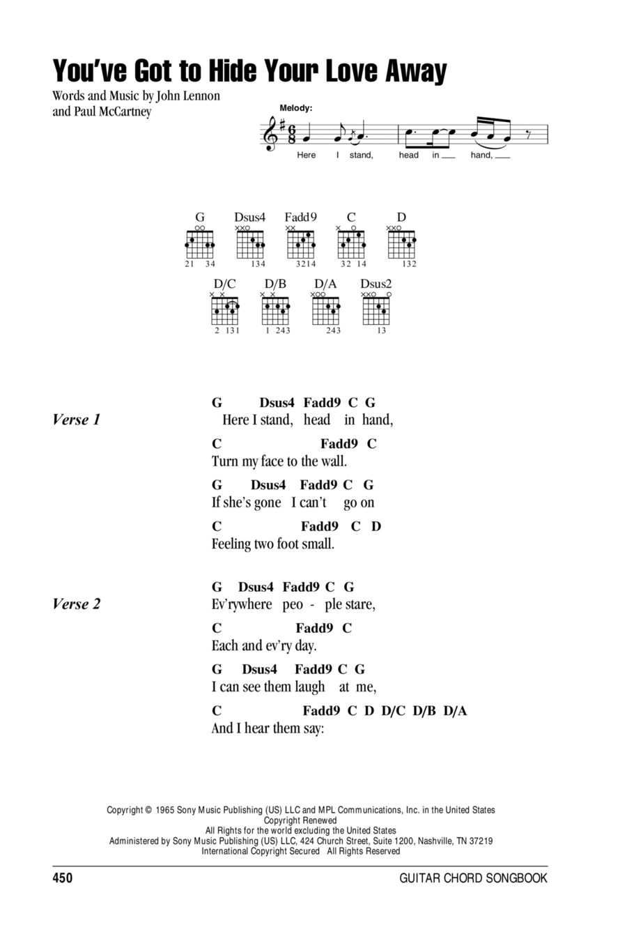 You've Got To Hide Your Love Away Acoustic Guitar scores gallery preview page 1