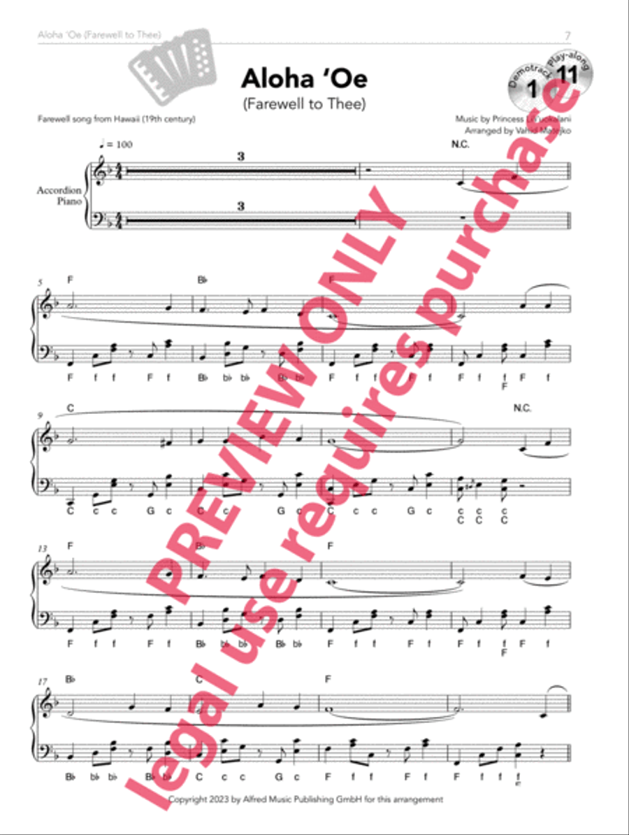Sea Shanty Play-Alongs for Accordion, opt. Piano Piano scores gallery preview page 6