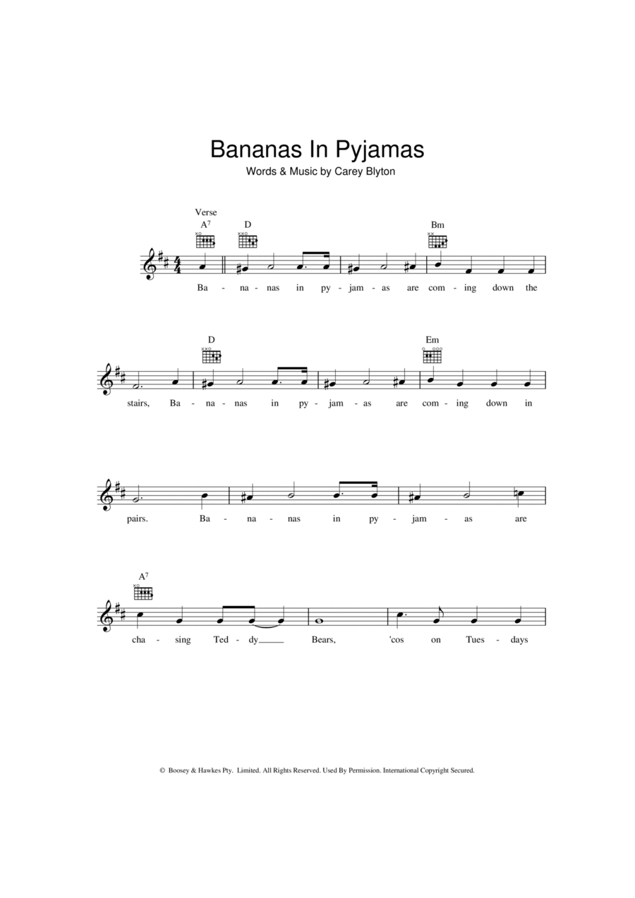 Bananas In Pyjamas Bananas In Pyjamas Piano scores gallery preview page 1