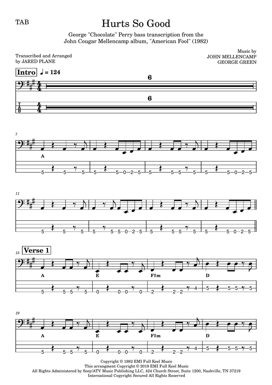 Hurts So Good Guitar Tablature scores gallery preview page 1