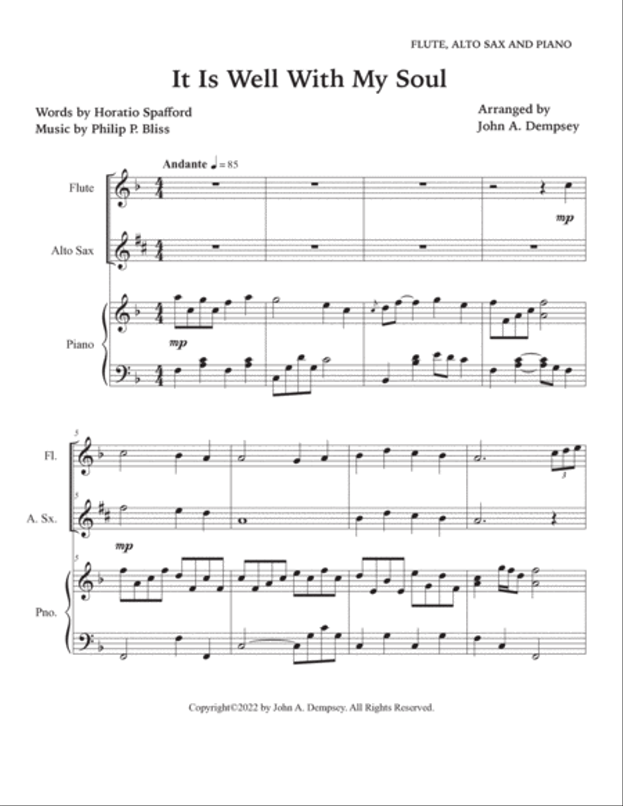 It Is Well With My Soul (Trio for Flute, Alto Sax and Piano) Small Ensemble scores gallery preview page 5