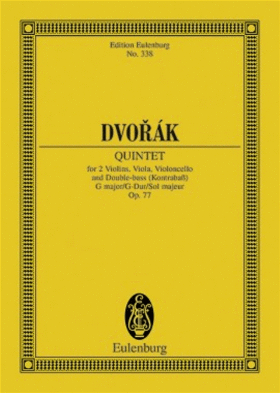 Book cover for String Quintet G Major Op. 77 B 49