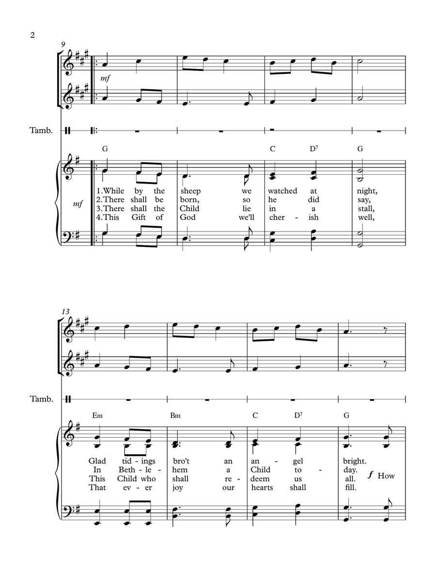 How Great Our Joy! (with Bb instrument and Tambourine) Piano, Vocal scores gallery preview page 2