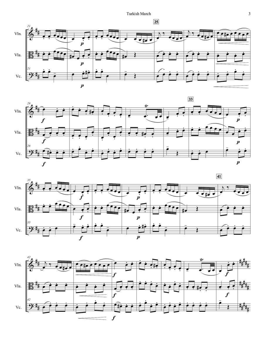 Turkish March for String Trio String Trio scores gallery preview page 3