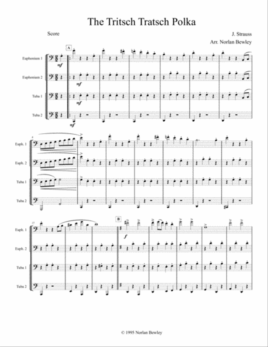 Tritsch Tratsch Polka- Tuba/Euphonium Quartet Brass Ensemble scores gallery preview page 1