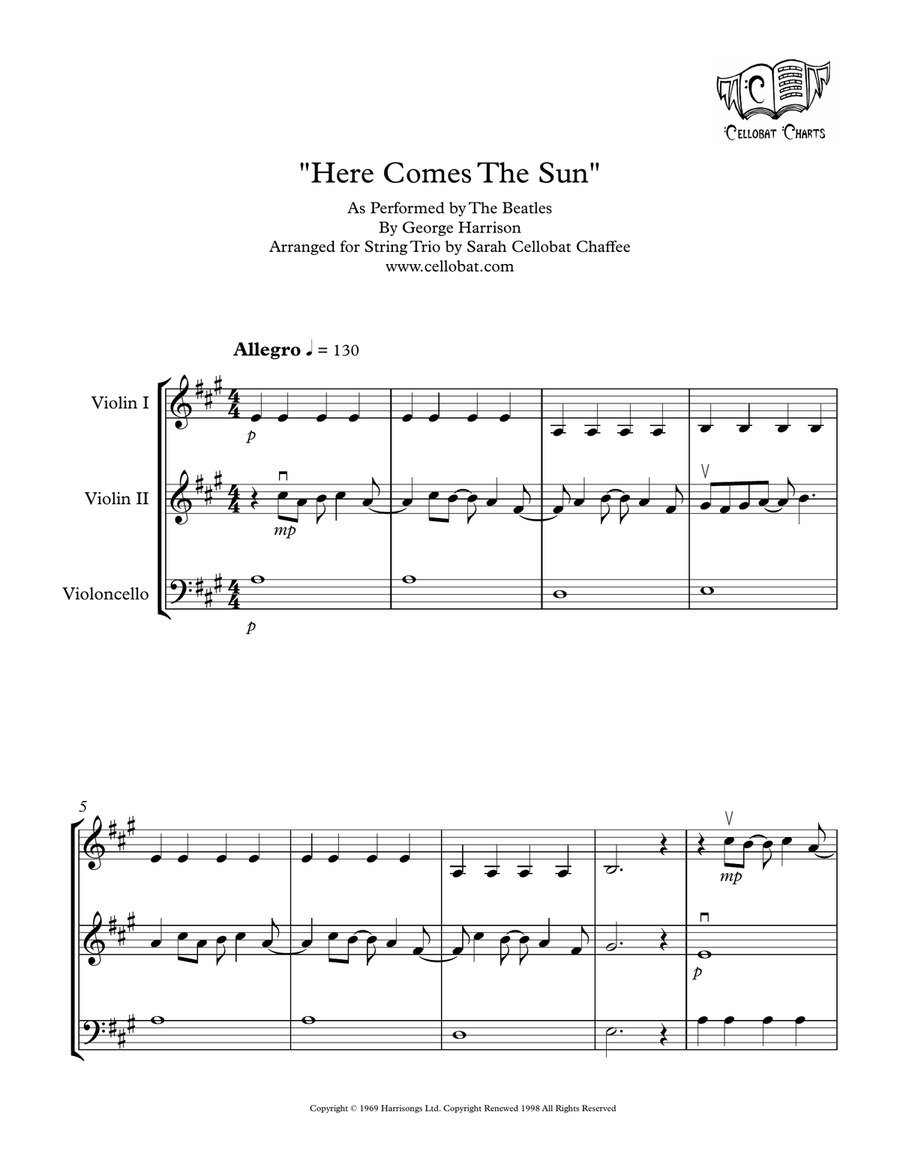 Here Comes The Sun String Trio scores gallery preview page 1