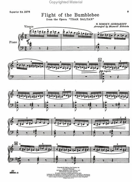 The Flight of the Bumblebee by Nikolay Andreyevich Rimsky-Korsakov Piano Solo - Sheet Music