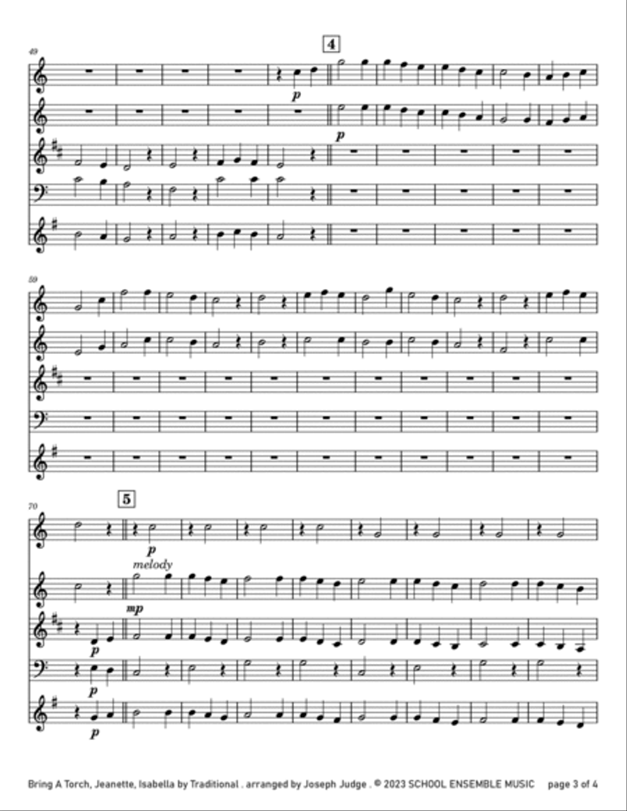 Bring A Torch for Woodwind Quartet in Schools Woodwind Quartet scores gallery preview page 3