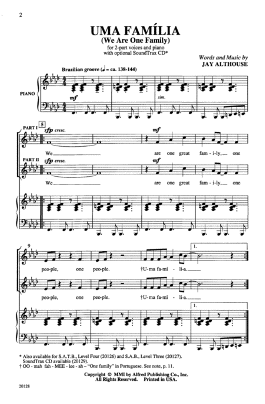 Uma Familia Choir scores gallery preview page 1