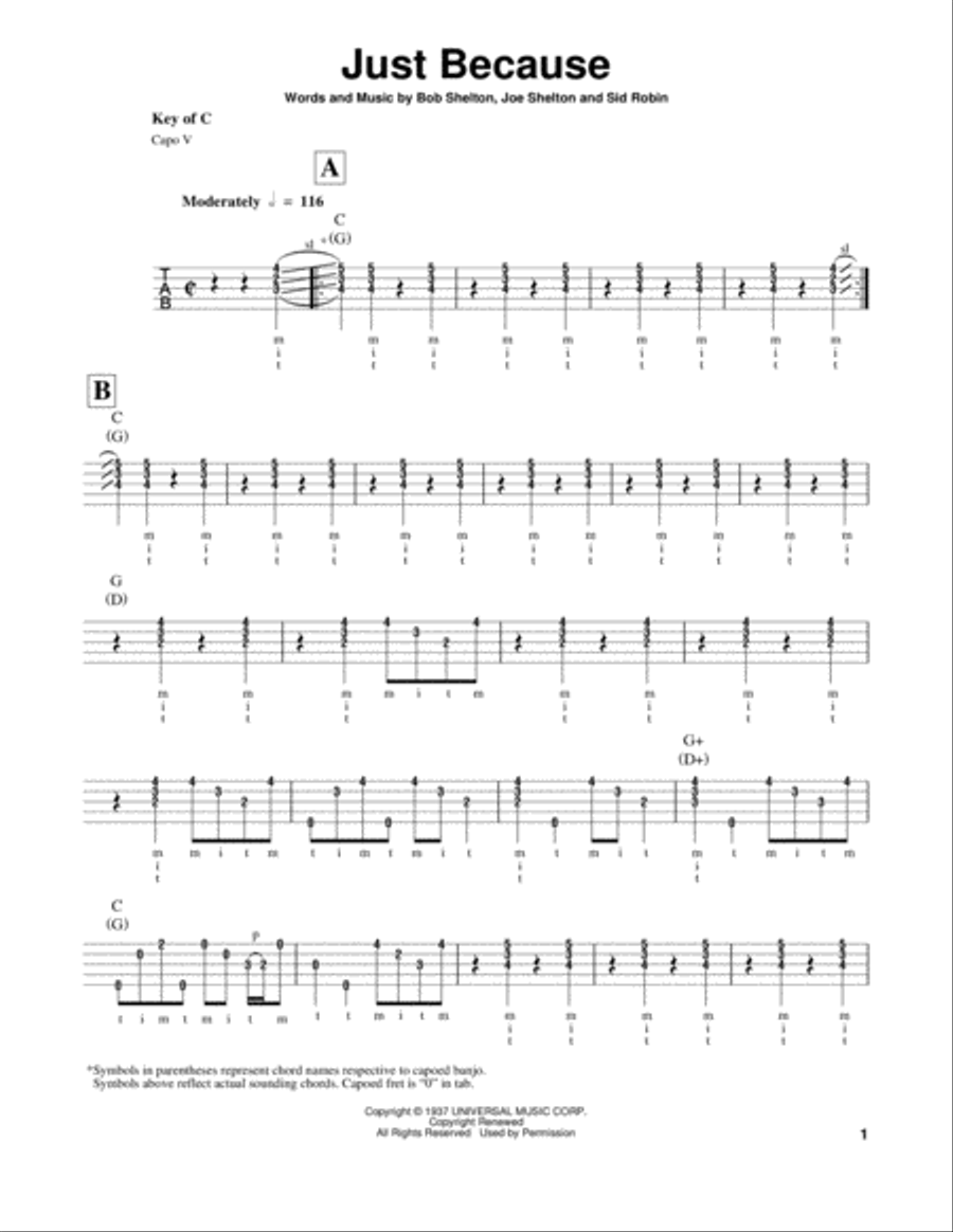 Just Because Just Because Banjo scores gallery preview page 1