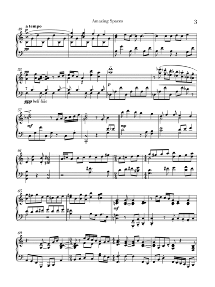 Amazing S p a c e s Piano Solo scores gallery preview page 3
