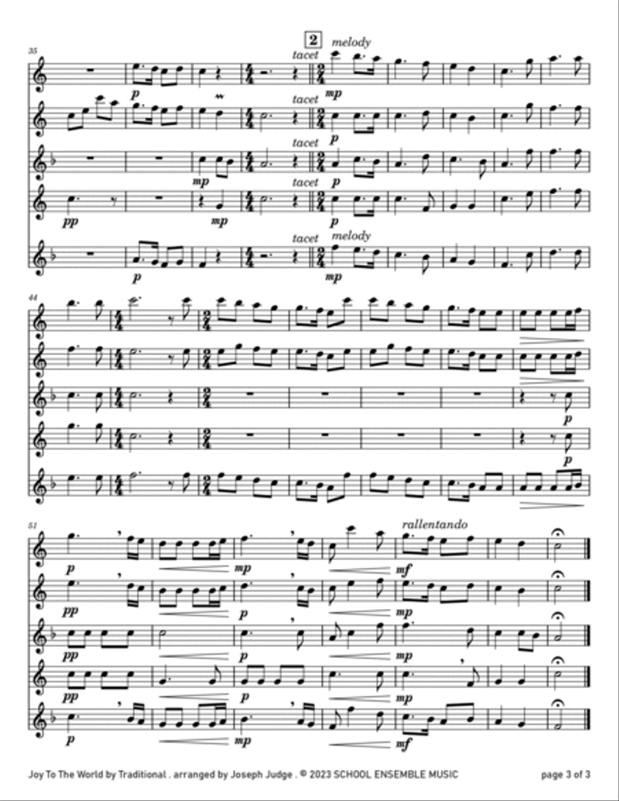 Joy To The World for Saxophone Quartet in Schools Saxophone Quartet scores gallery preview page 3