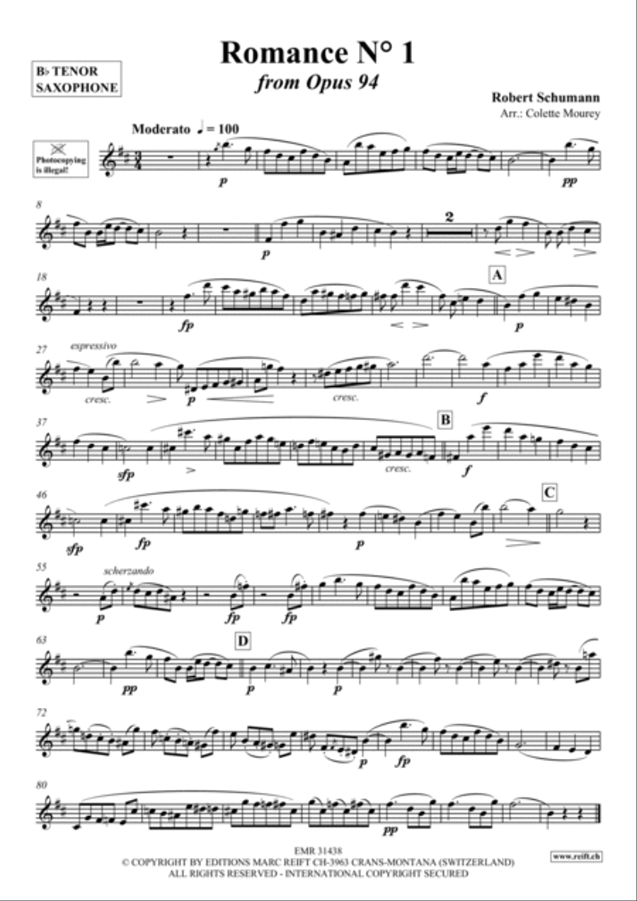 Romance No. 1 Tenor Saxophone scores gallery preview page 2