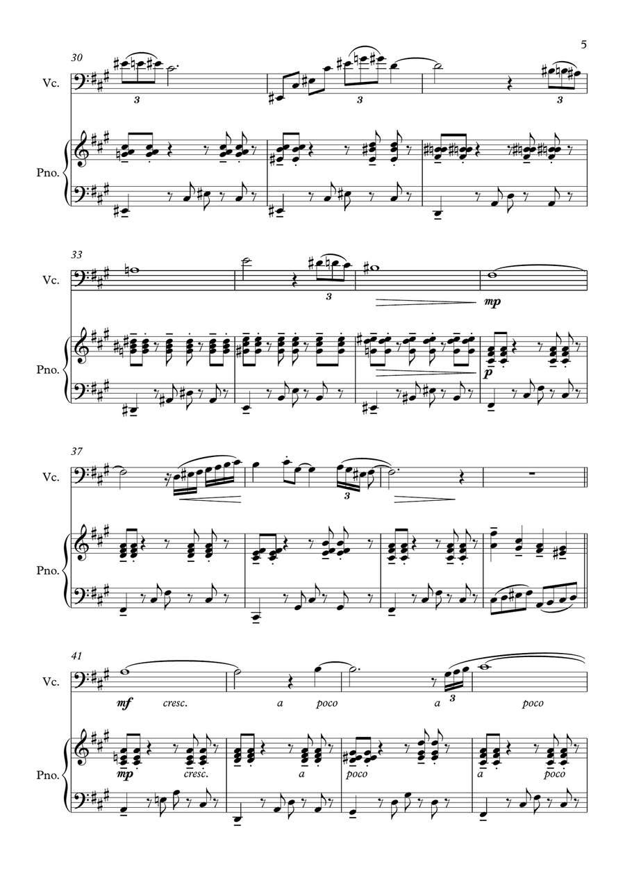 Sultry Nights (Cello) Piano scores gallery preview page 5