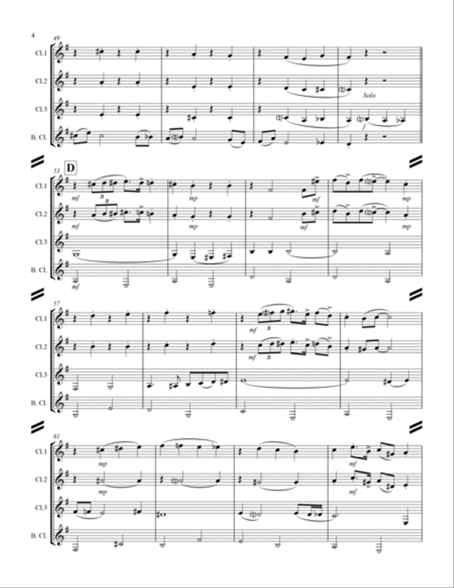 A Pretty Girl is Like a Melody (for Clarinet Quartet) Clarinet Quartet scores gallery preview page 5