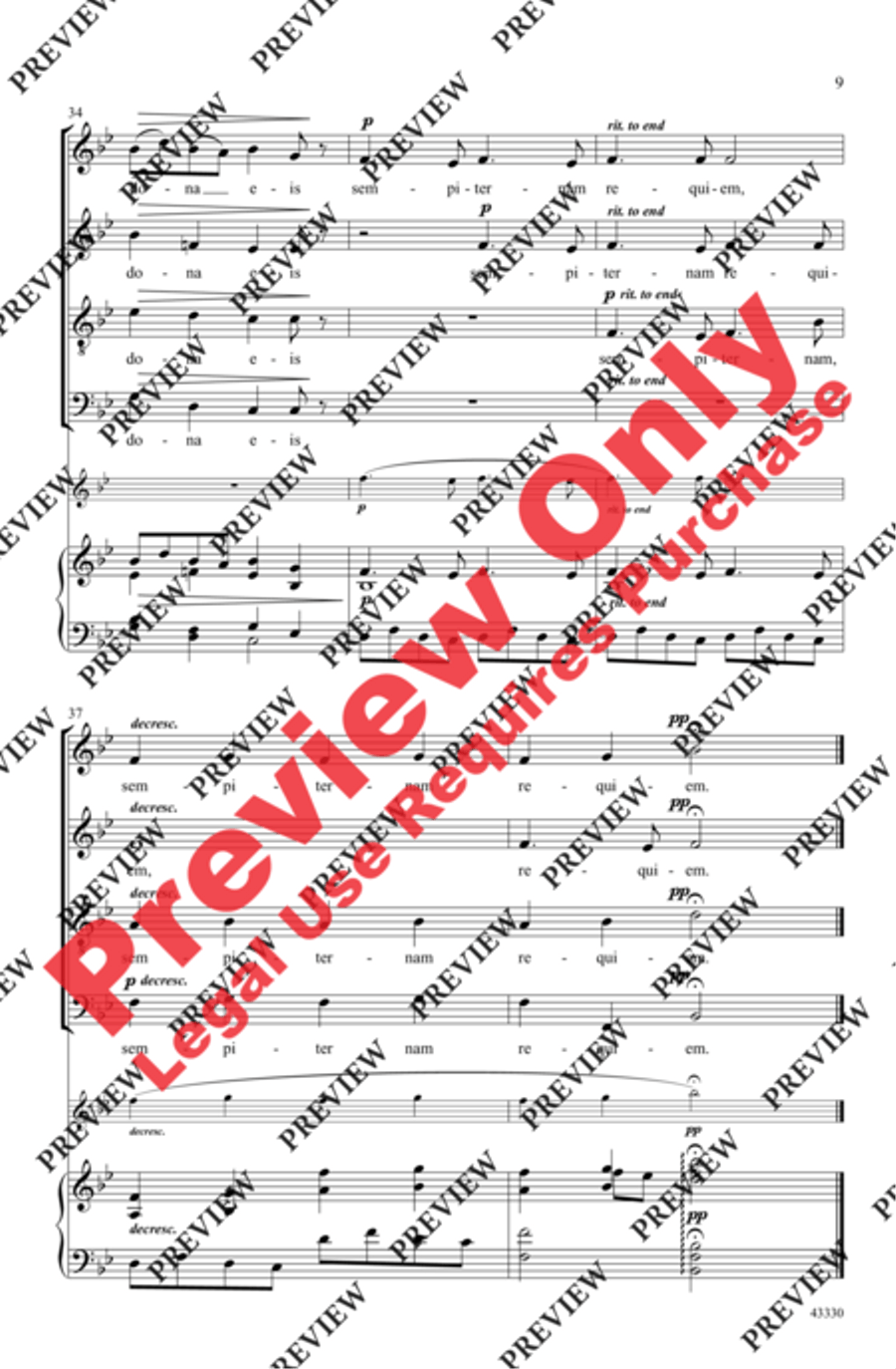 Pie Jesu Pie Jesu 4-Part scores gallery preview page 9