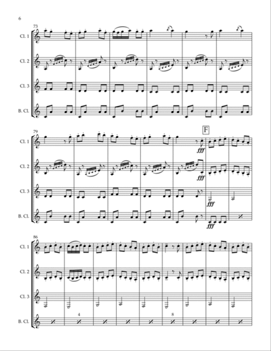 Farandole from L'Arlesienne for Clarinet Quartet Clarinet Quartet scores gallery preview page 6