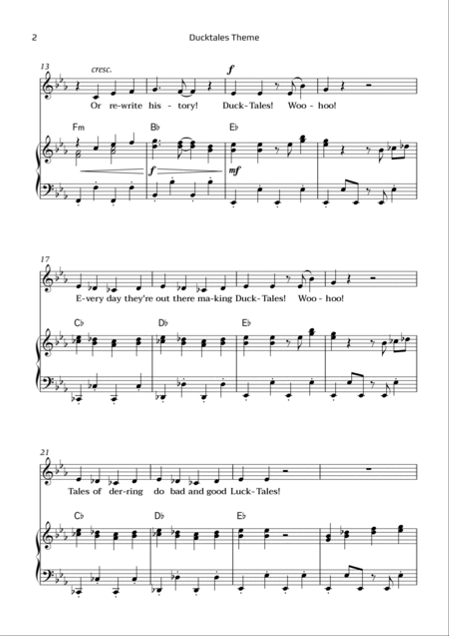 Ducktales Theme Ducktales Theme Chamber Music scores gallery preview page 2