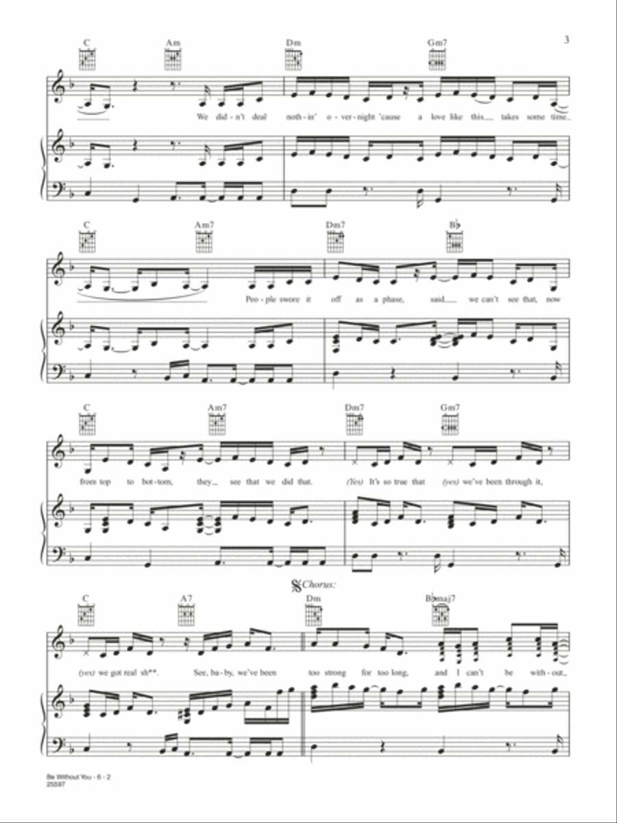 Be Without You Be Without You Piano, Vocal, Guitar scores gallery preview page 2