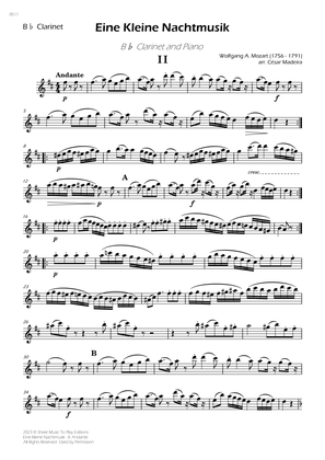 Eine Kleine Nachtmusik (2 mov.) - Bb Clarinet and Piano (Individual Parts)