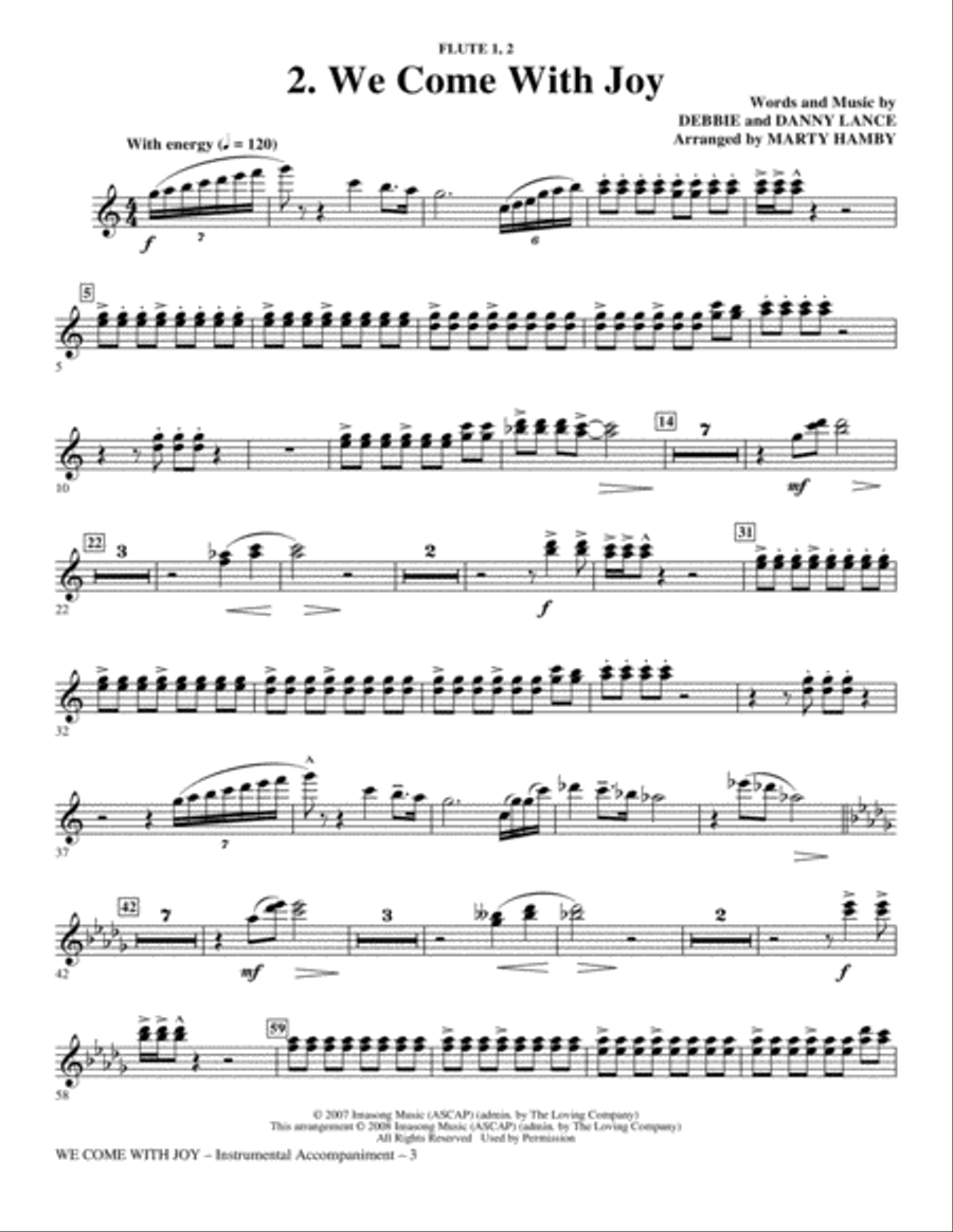 We Come With Joy Orchestration - Flute 1 & 2 Choir scores gallery preview page 3